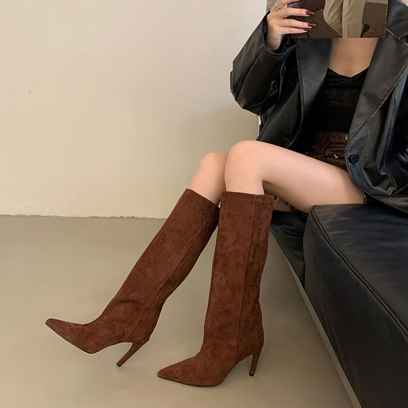 European And American Style Fashion Pointed High Boots Simple And Elegant foto 2