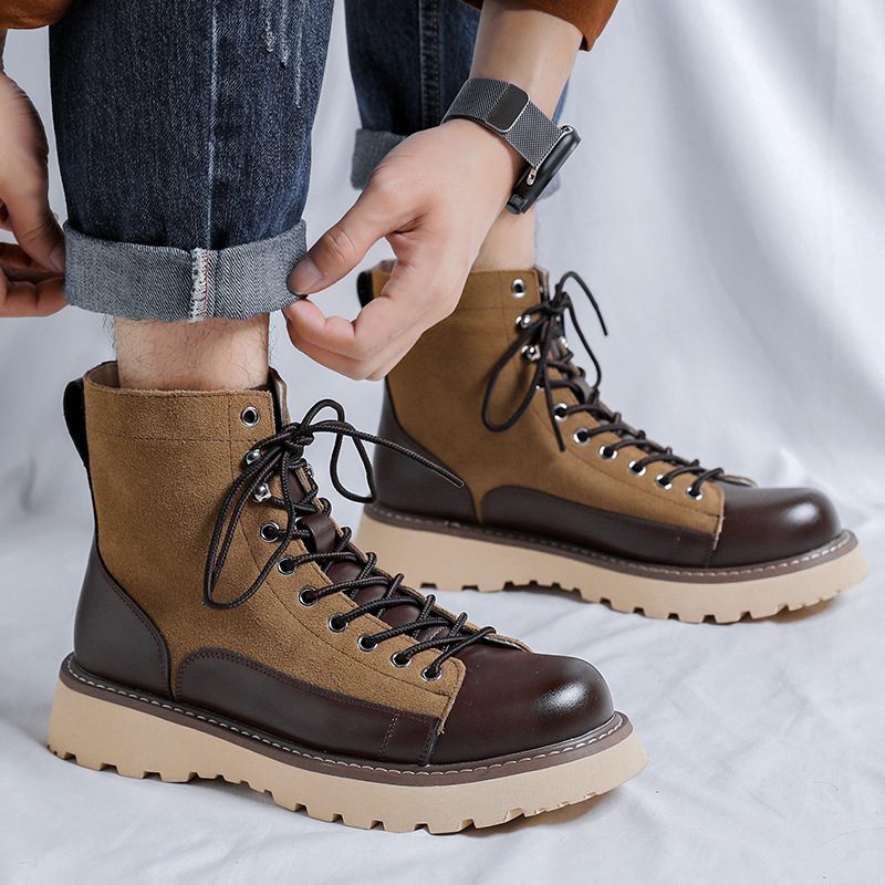 Patchwork Retro All-matching Work Clothes Boots foto 5
