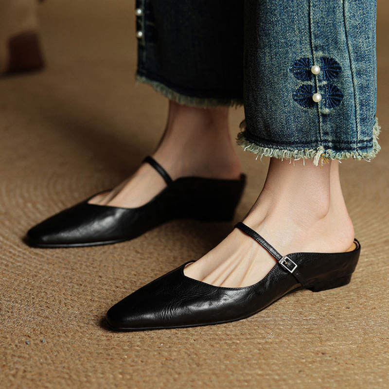 Summer New Women's Closed Toe Cowhide Slippers foto 3