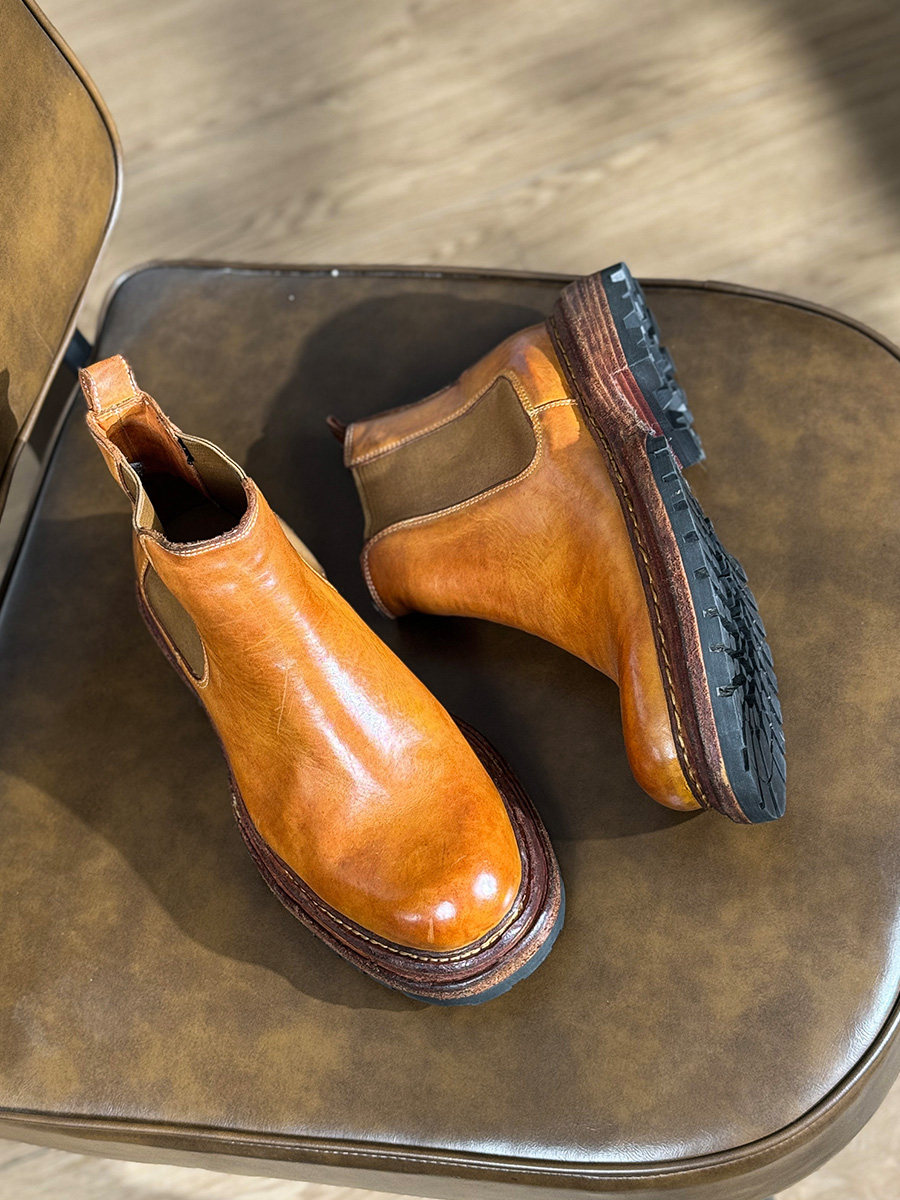Men's Business Thick-Sole Height-Increasing Vintage Leather Boots foto 2