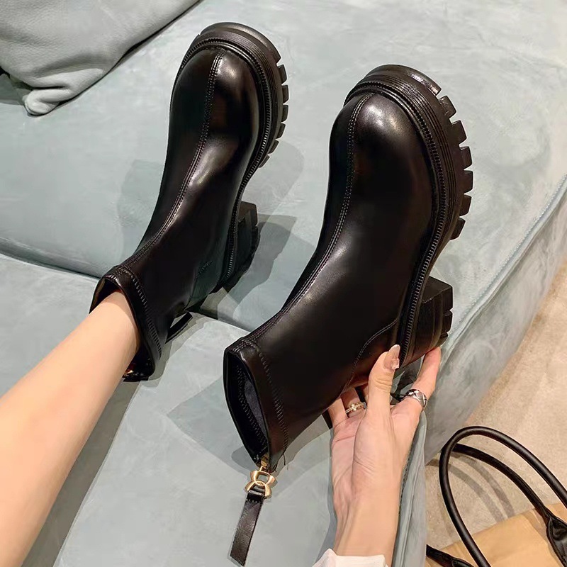 Height-increasing White Platform Thick Sole British Style Ankle Boots foto 2