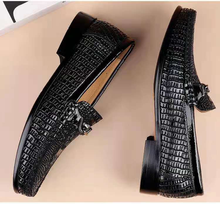 Slip-on Snake Pattern Embossed Leather Flat Driving Casual Leather Shoes foto 3