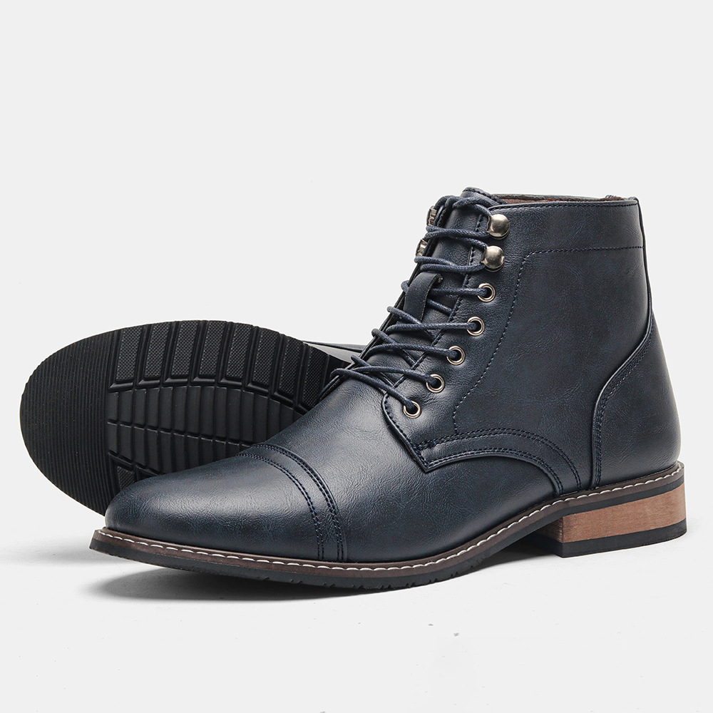 Mens Vintage Casual Leather Boots foto 4