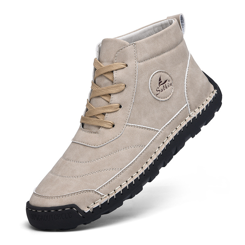 Plus Size Men's Leather Shoes High-top Hand Stitching foto 2