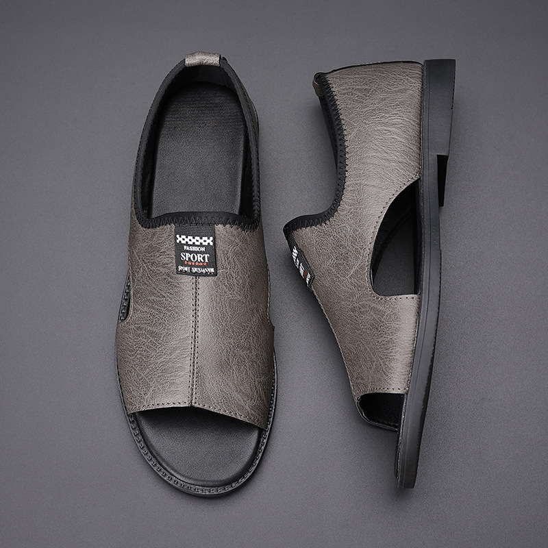Roman Casual Sandals Soft Leather Non-slip Men foto 5