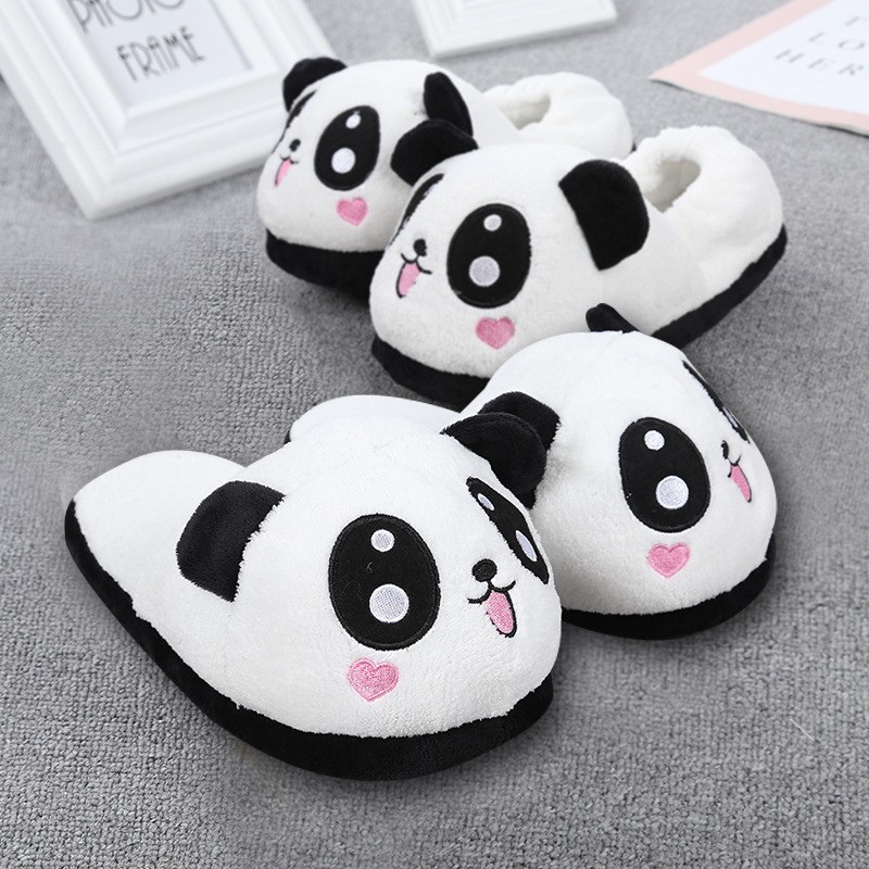 Cute And Adorable Panda Heart-Shaped Cartoon Plush Closed-Toe Slippers foto 4