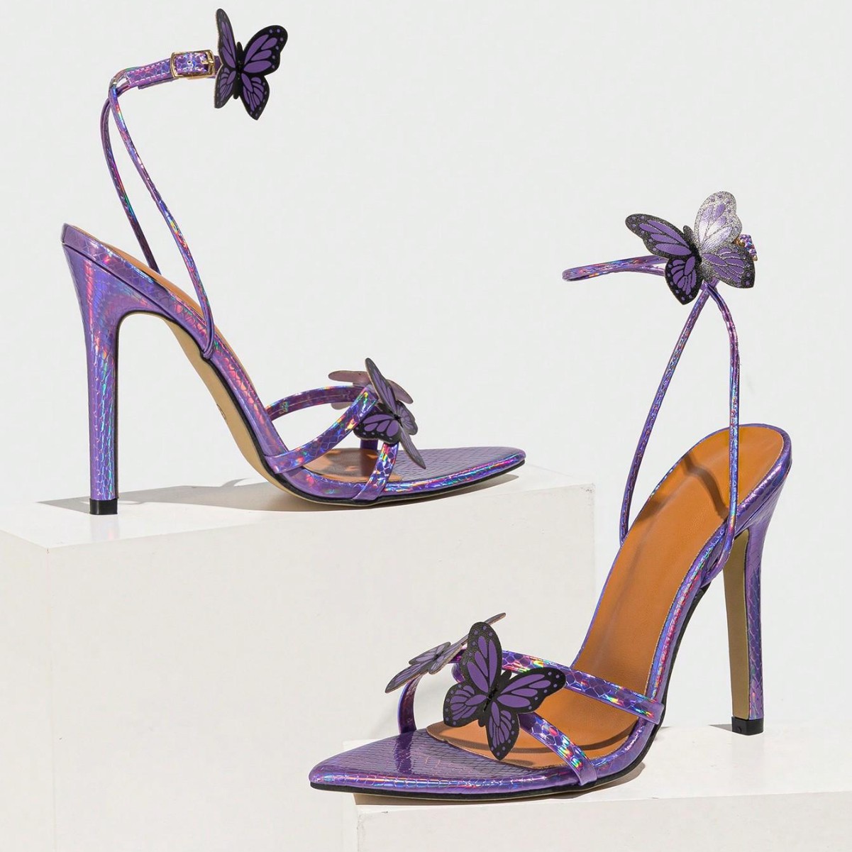 Women's Pointed-toe Three-dimensional Butterfly Stiletto Heel Sandals foto 5