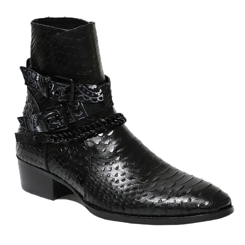 Chelsea Boots Men's Leather Serpentine Pointed Flower foto 5