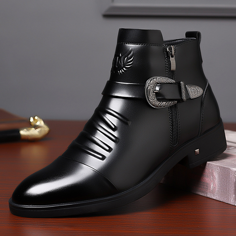 Men's Fashion British Leather Boots Business Formal Chelsea Boots foto 2