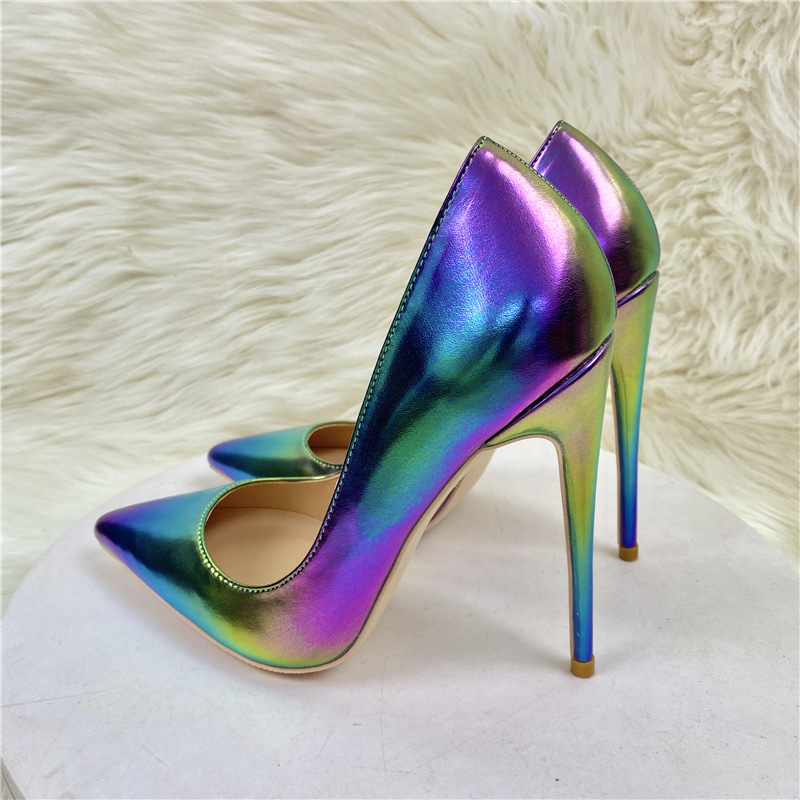 New Colorful Sheepskin High Heels Women's 12CM Pointed Stiletto Heel foto 5