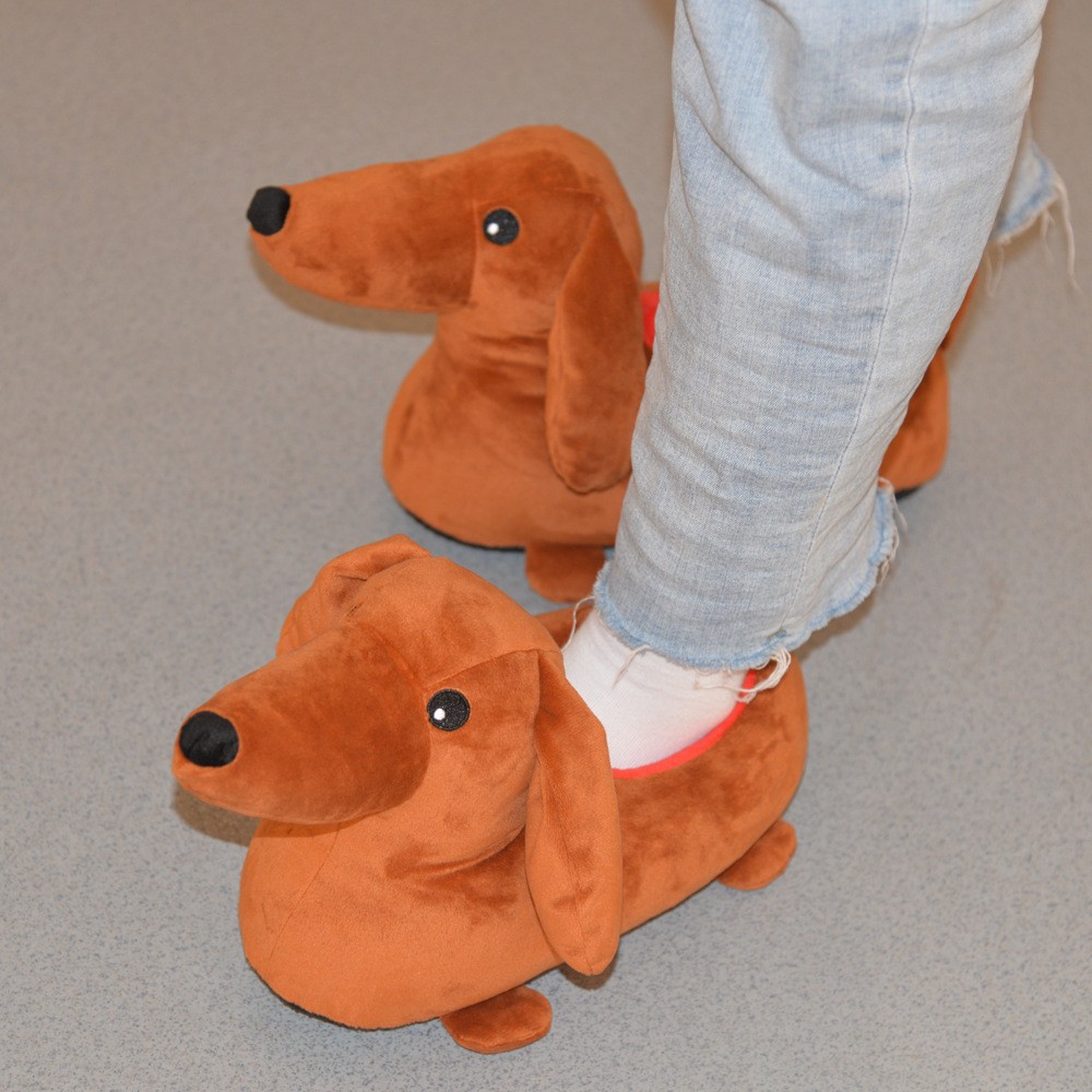 Dachshund Home Bedroom Winter Plush Slippers foto 2