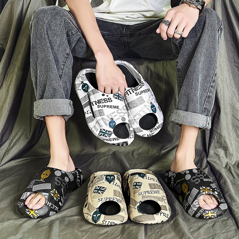 Letter Printing EVA Two-tone Platform Slippers foto 2