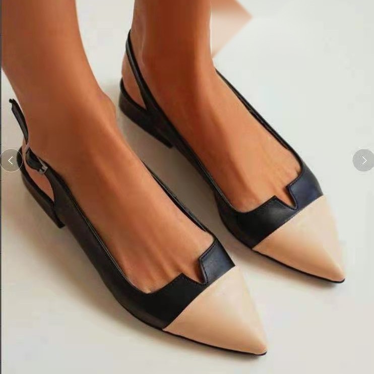Spring Summer New Women's Shoes Pointed Flat Bottom Pumps Color Matching Low Heel Shoes foto 3