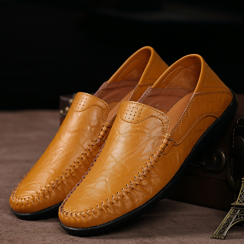 Men's Casual Leather Shoes Lightweight And Versatile British-style Round Toe foto 3