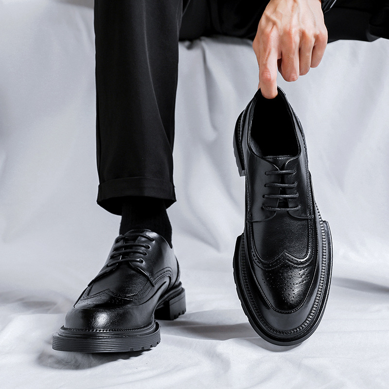 Casual Brogue Platform Leather Shoes For Men foto 4