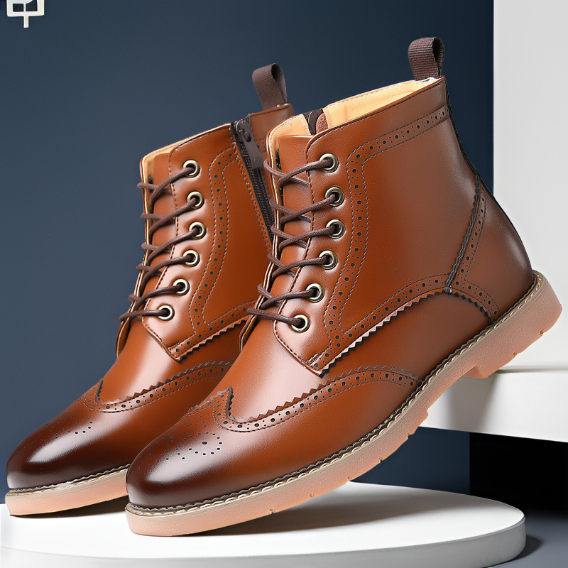 Men's High-top Business Casual Leather Shoes British Martin Boots foto 3