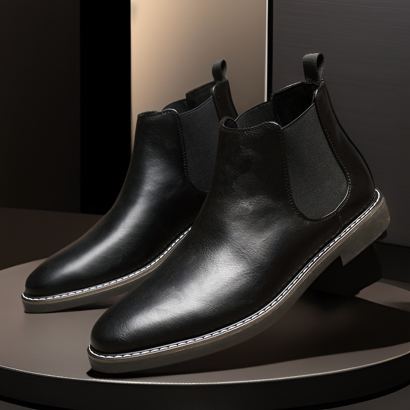 Youth Pointed Ankle Boots Large Size Men's Leather Boots foto 5