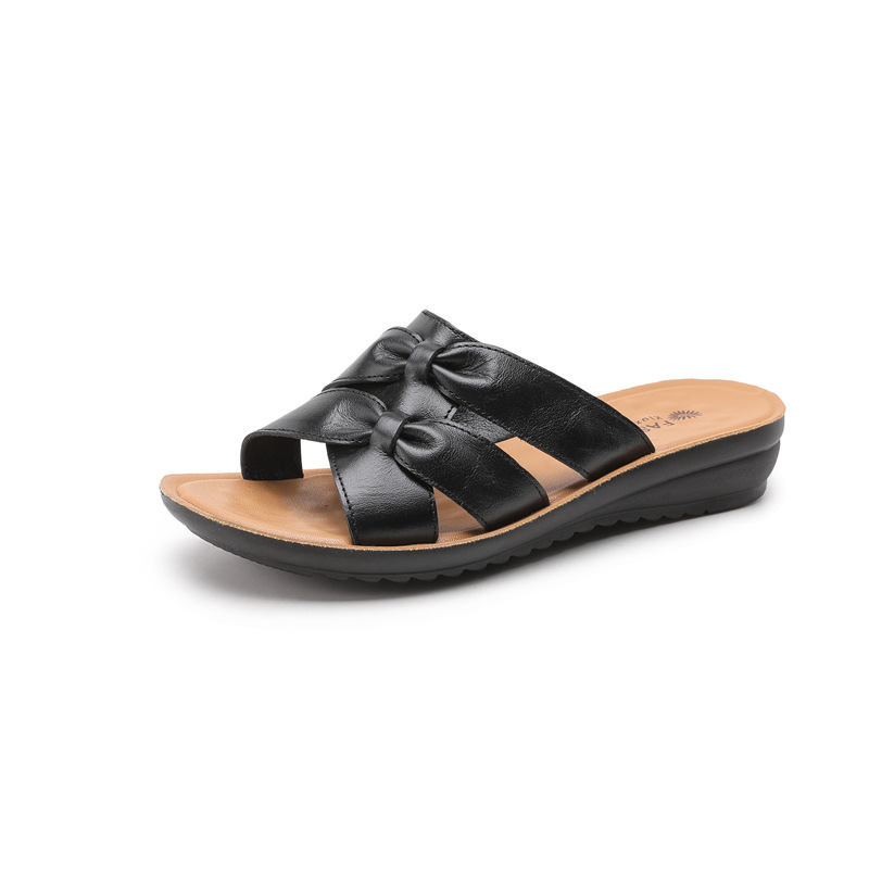 First Layer Cowhide Mom Slippers Women's Outer Wear Soft Bottom Non-slip Sandals foto 3