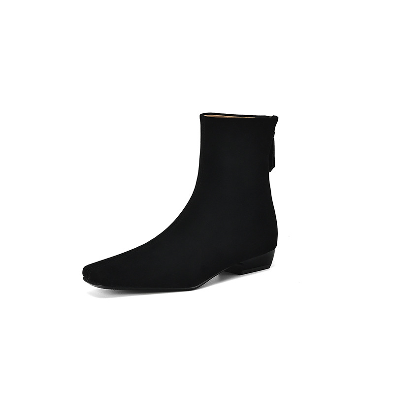 Womens Suede Leather Low-Heel Ankle Boots Genuine Leather Style Boots foto 2