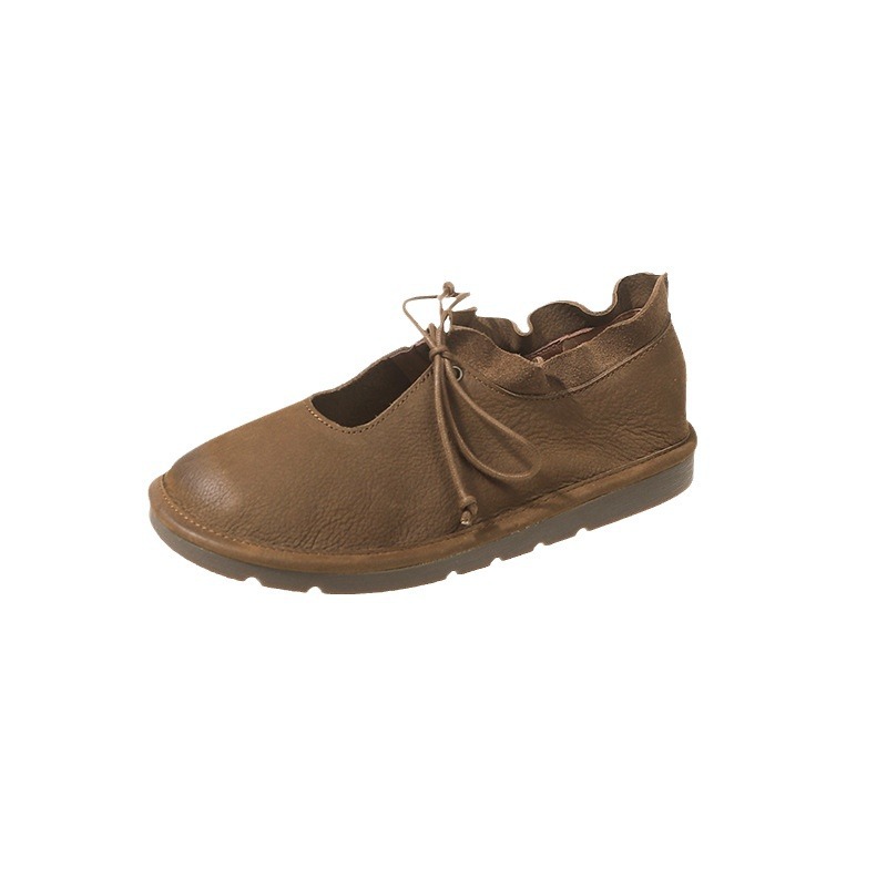 Retro Round Head Leisure Women's Flat British Style Soft Sole Shoes foto 2