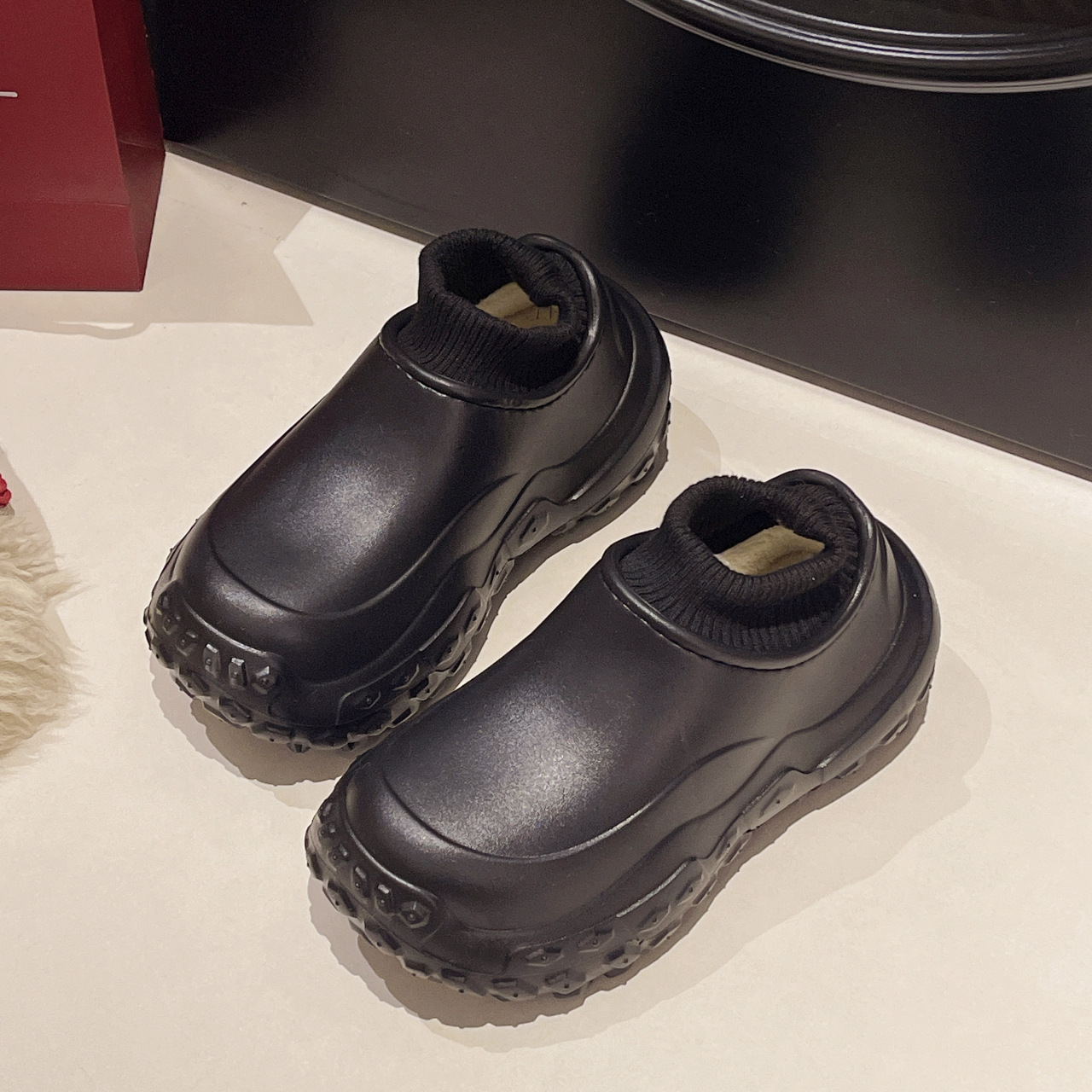 New Thickened Height Increasing Non-slip Fleece-lined Outdoor Cotton Slippers Women