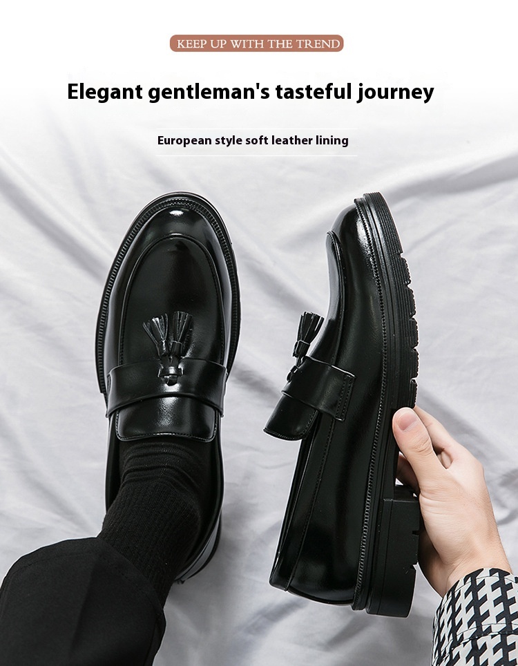 Brogue Business Casual Leather Shoes Men's Comfortable Breathable Tassel Slip-on Slip On Loafers Men foto 5