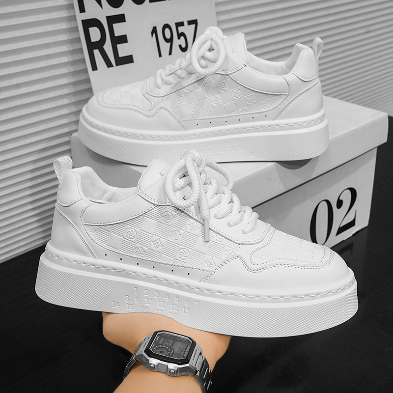 Mens Versatile Casual Height-increasing White Sneakers foto 5