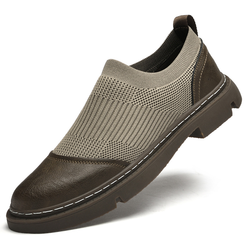 Rubber Cowhide Wear-resistant Round Toe Low-top Black Loafers foto 4