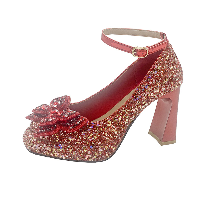 Women's Crystal Sequined Silver High Heels foto 4