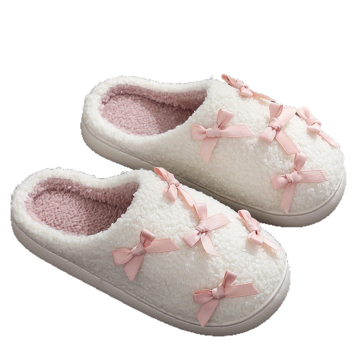 Korean Style Bow Cotton Slippers Women's Cute Warm foto 2