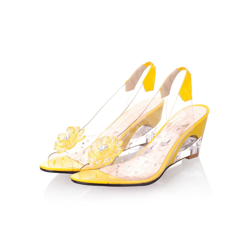 Womens Fish-mouth High-heeled Shoes Summer Transparent Crystal Shoes foto 2