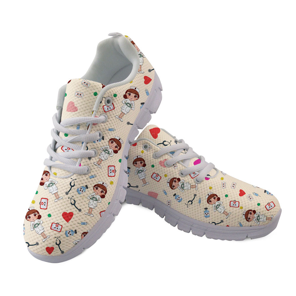 Cute Colorful Nurse Nurse Print Sports Casual Lightweight Lace-up Shoes foto 3