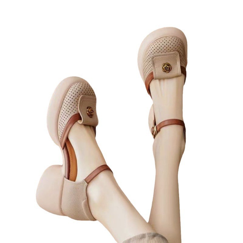 Women's Fashionable Waterproof Closed-Toe High-Heel Sandals foto 3