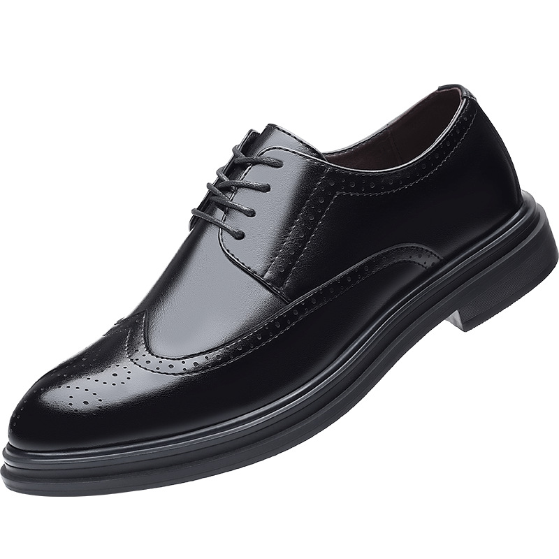 New Men's Brogue Leather Business Casual British Formal Leather Shoes foto 2