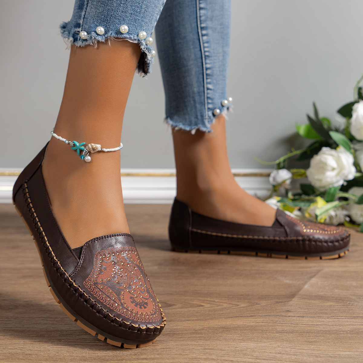 Retro Womens Flat Loafers In A Stylish Vintage Look foto 2