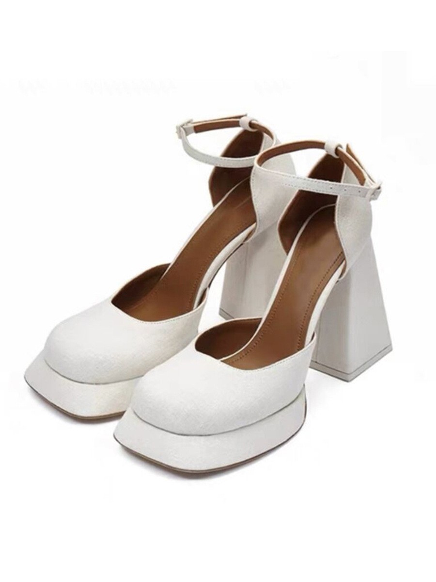 Chunky Heel Petite Vintage Platform Mary Jane Shoes foto 3