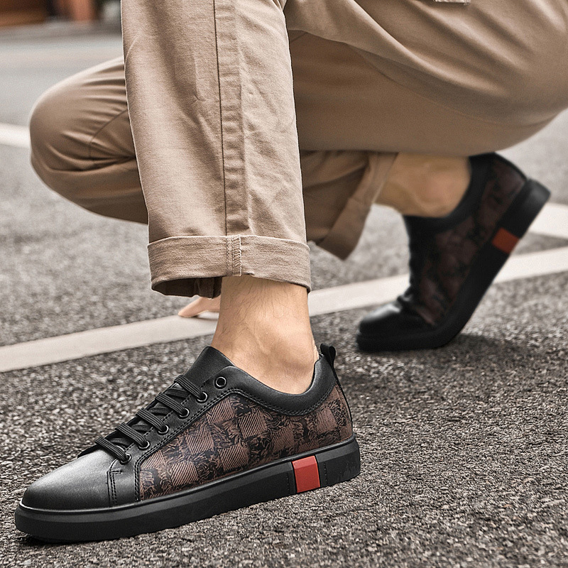 Men's Flat Fashionable Cowhide Casual Shoes foto 5