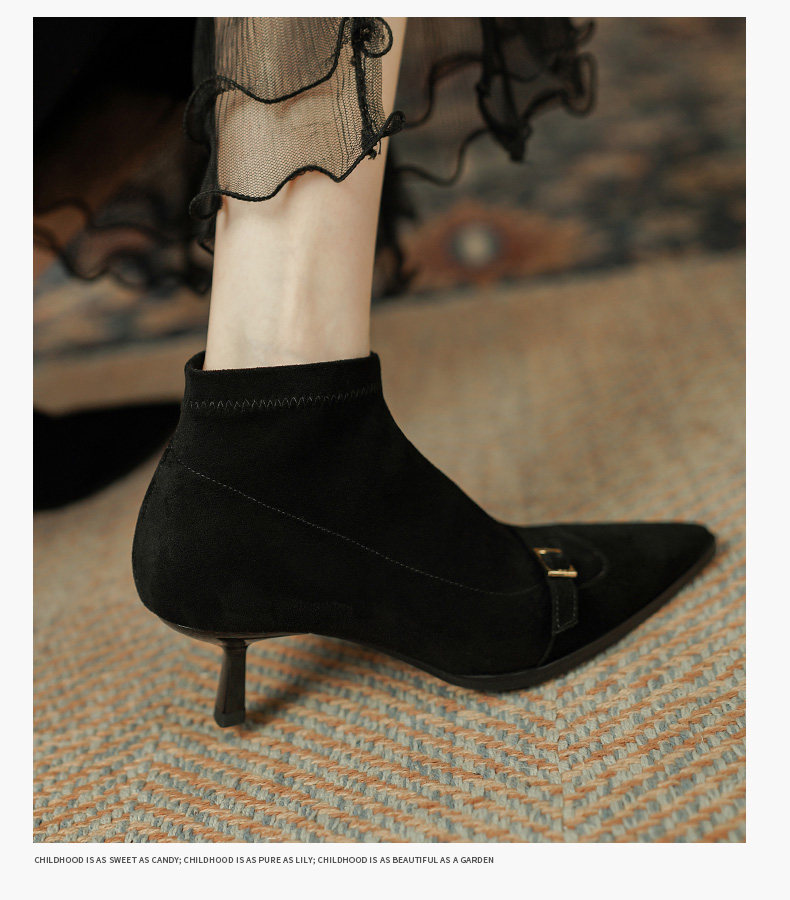 Black Womens Ankle Boots With A Thin Heel Stylish Versatile And Figure-flattering foto 3