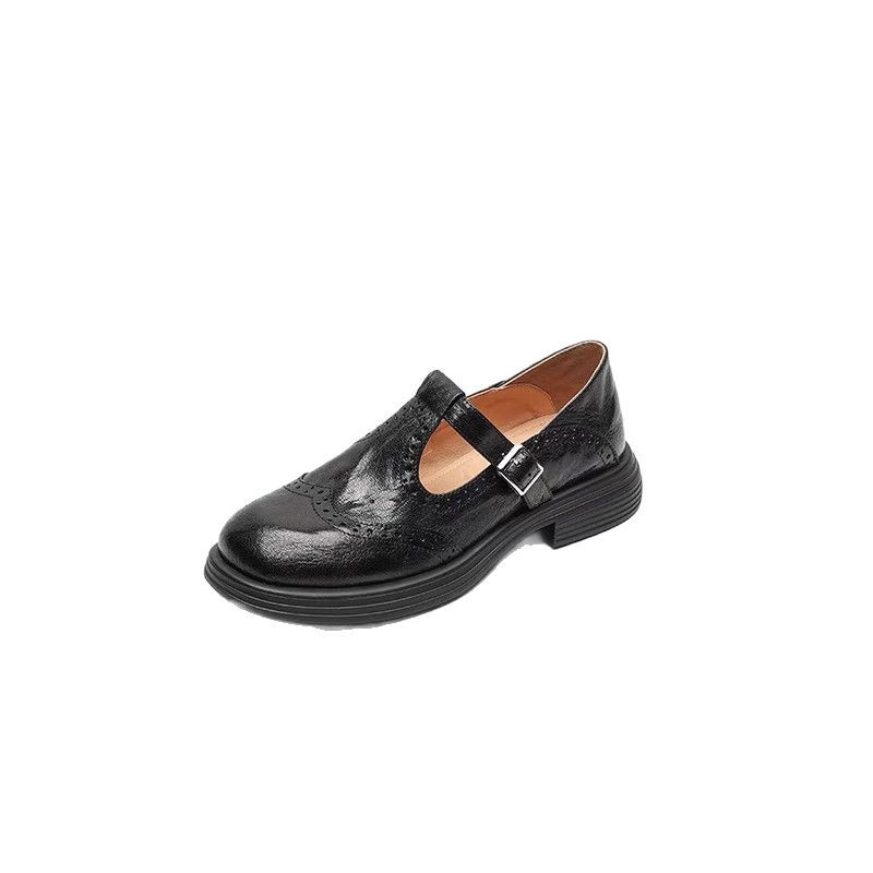 Casual Sheepskin Hollow Flower Flat Heel Loafers Women's Autumn Shoes Round Toe foto 4
