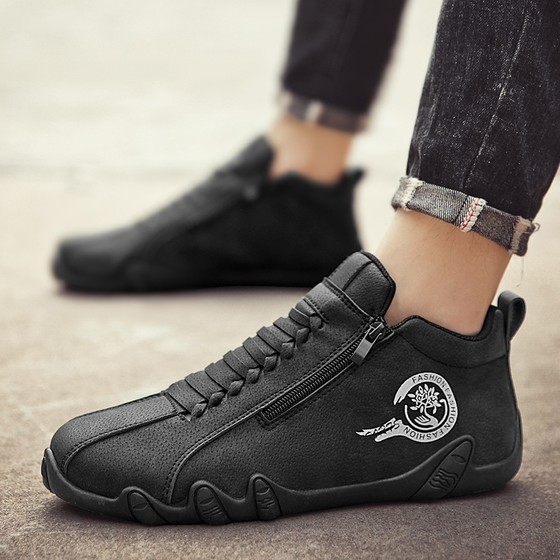 Plus-size Leather Waterproof Low-top And Mid-top Outdoor Sneakers foto 2