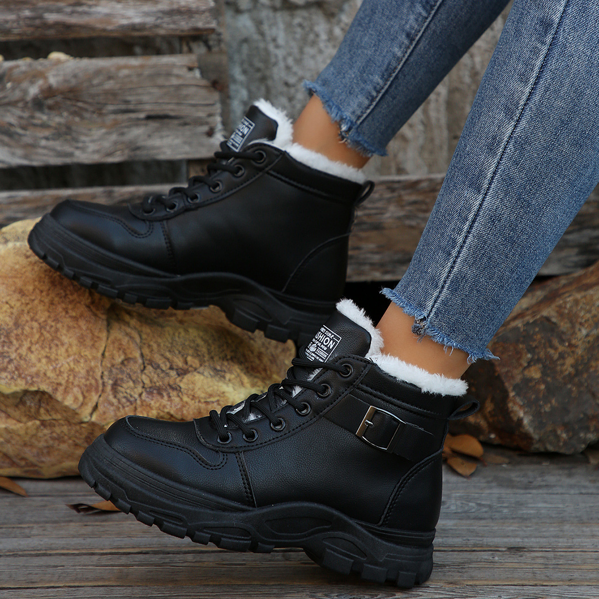 Women's Casual Mid-calf Fleece-lined, Thickened, Insulated Cotton Boots foto 5
