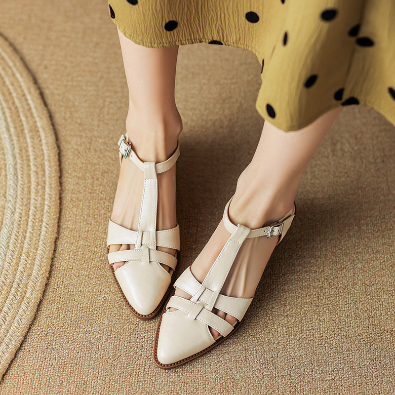 French Retro Roman Closed Toe Sandals For Women foto 4
