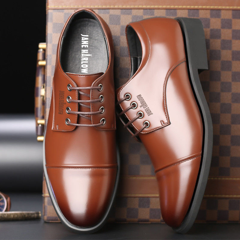 Men's Three-joint Height Increasing Insole Genuine Leather Shoes foto 3