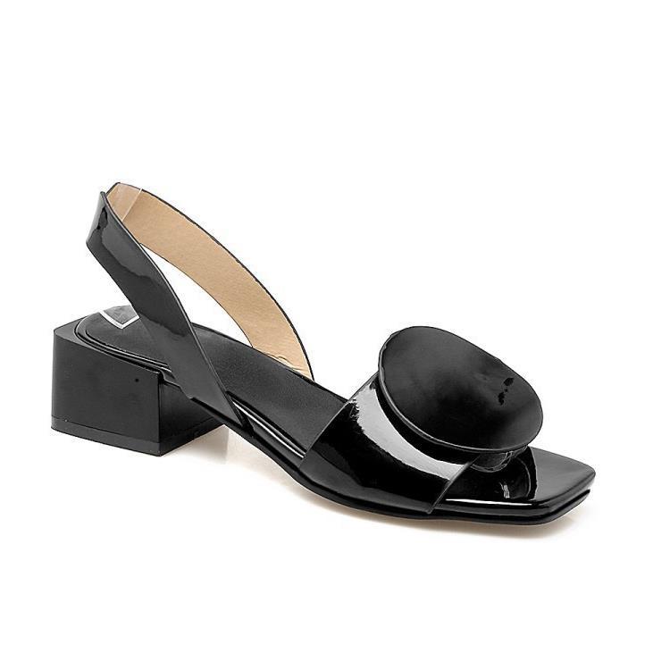 Patent Leather Buckle Mid-heel Open-toe Womens Shoes foto 2