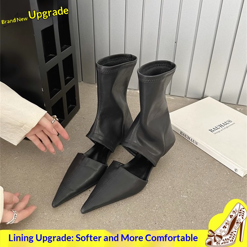 Womens French-style Pointed-toe Stiletto-heel Stretchy foto 5
