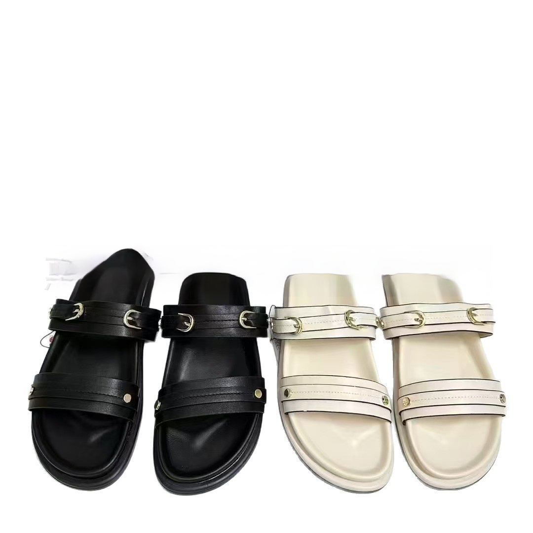 Women's Round-Toe Single-Strap Buckle-Details Fashionable Flat Sandals foto 2