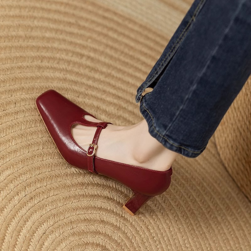 Square Toe Low-cut Chunky Heel Mary Jane Shoes foto 2
