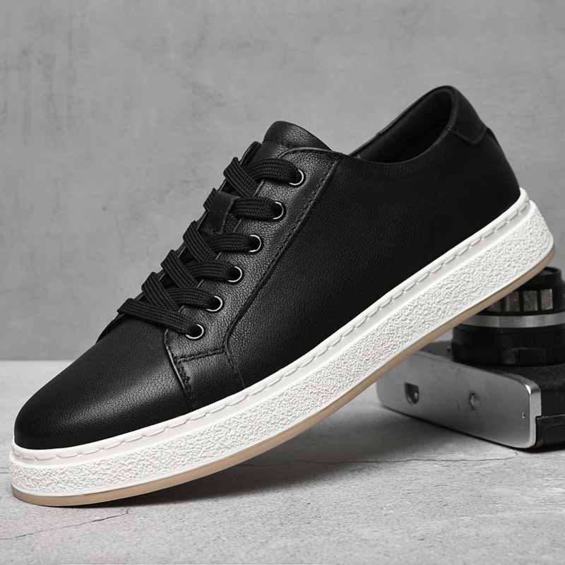 Men's Business Genuine Leather Lace-up Soft Bottom Platform Sneakers foto 5
