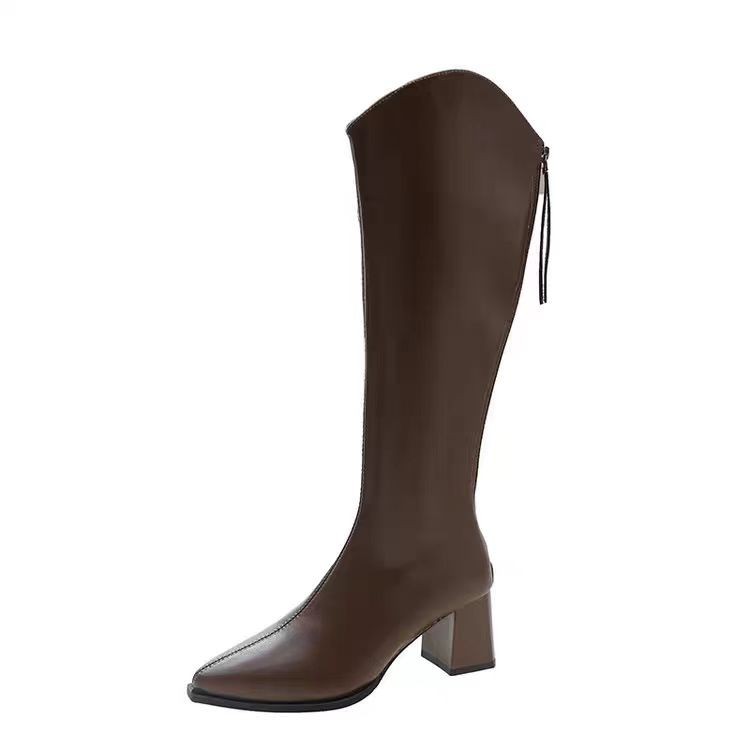 FallWinter Plus-Size Womens Chunky-Heel Pointed-Toe Mid-Calf Fashion Boots In A Casual Style foto 3