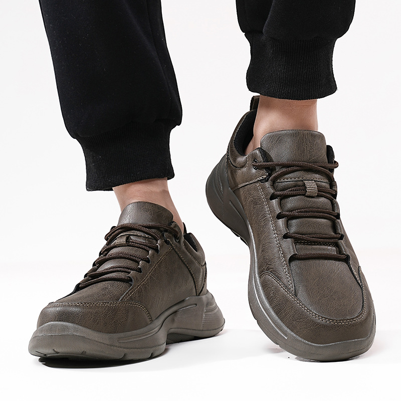 Mens Low-Top Round-Toe British-Style Fashion Leather Sneakers For Sports And Casual Wear foto 3